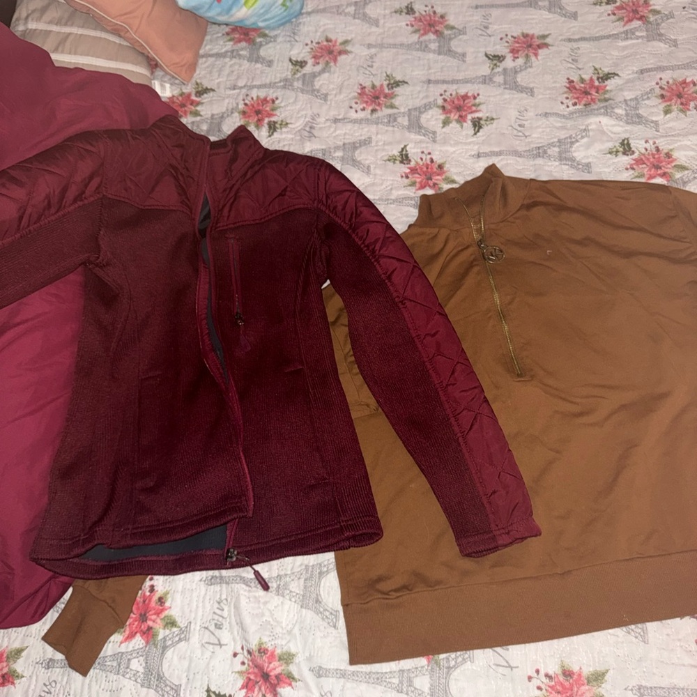 Michael Kors Tan and Burgundy Jacket